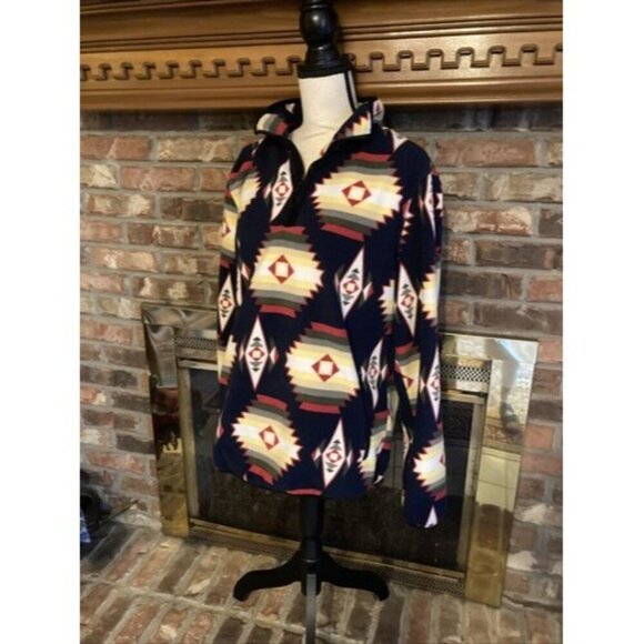 Pacsun Aztec Blanket Art Quarter Zip Fleece Size Medium - Picture 2 of 8